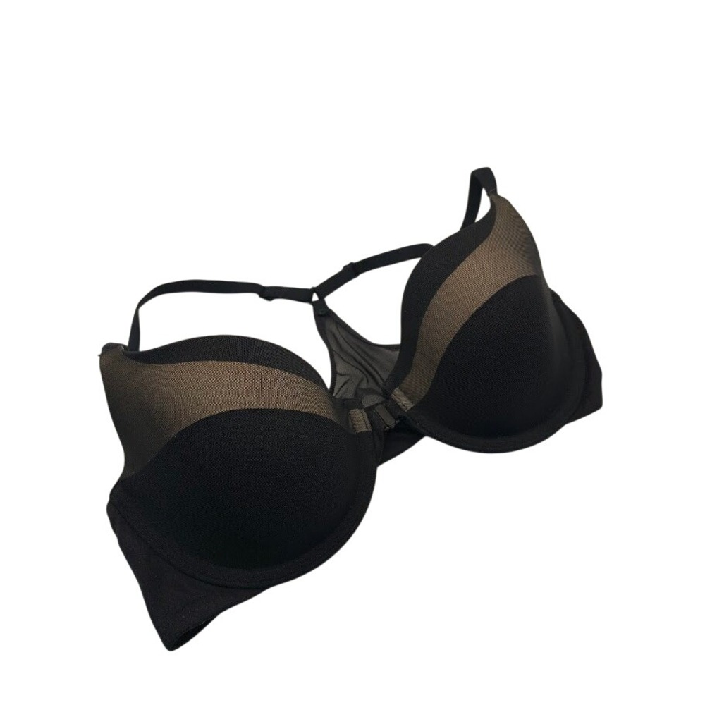 Victoria's‎ Secret Racerback Demi Bra Black Beige Sheer 34C